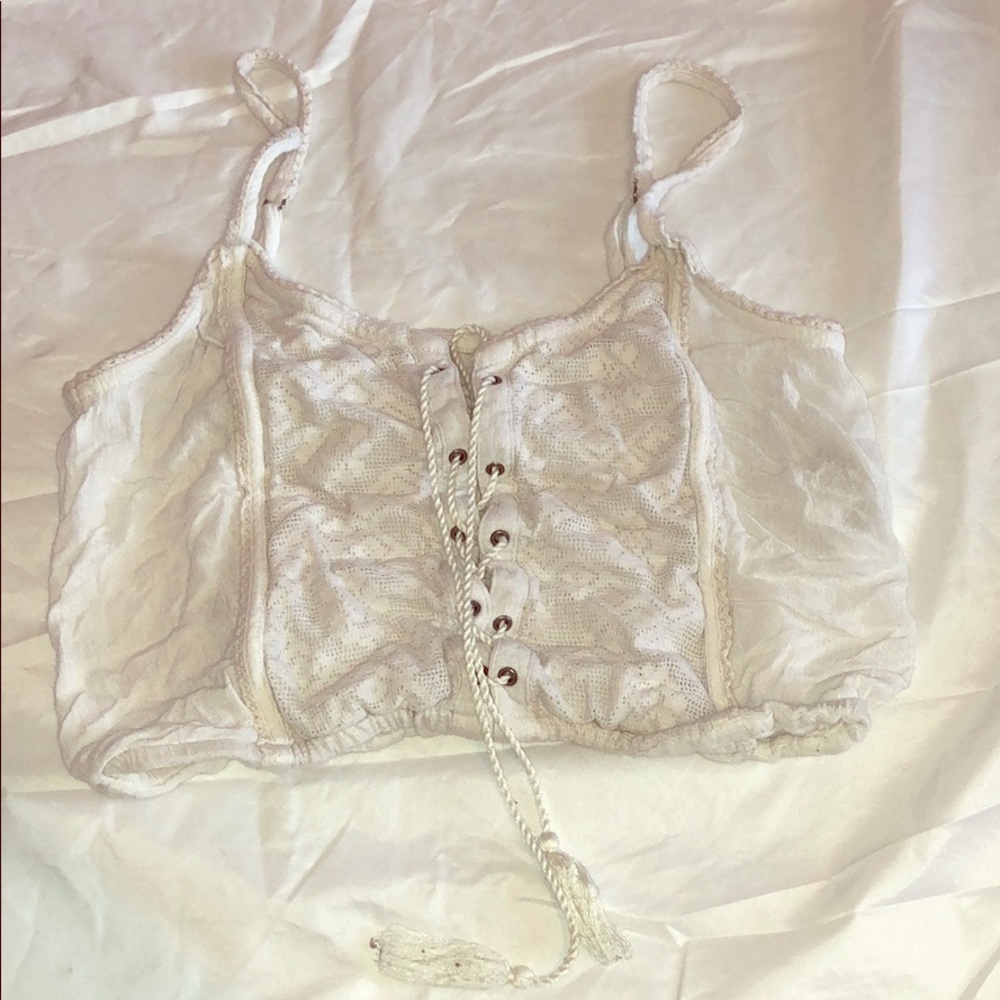 Cream Hollister Cropped Tank